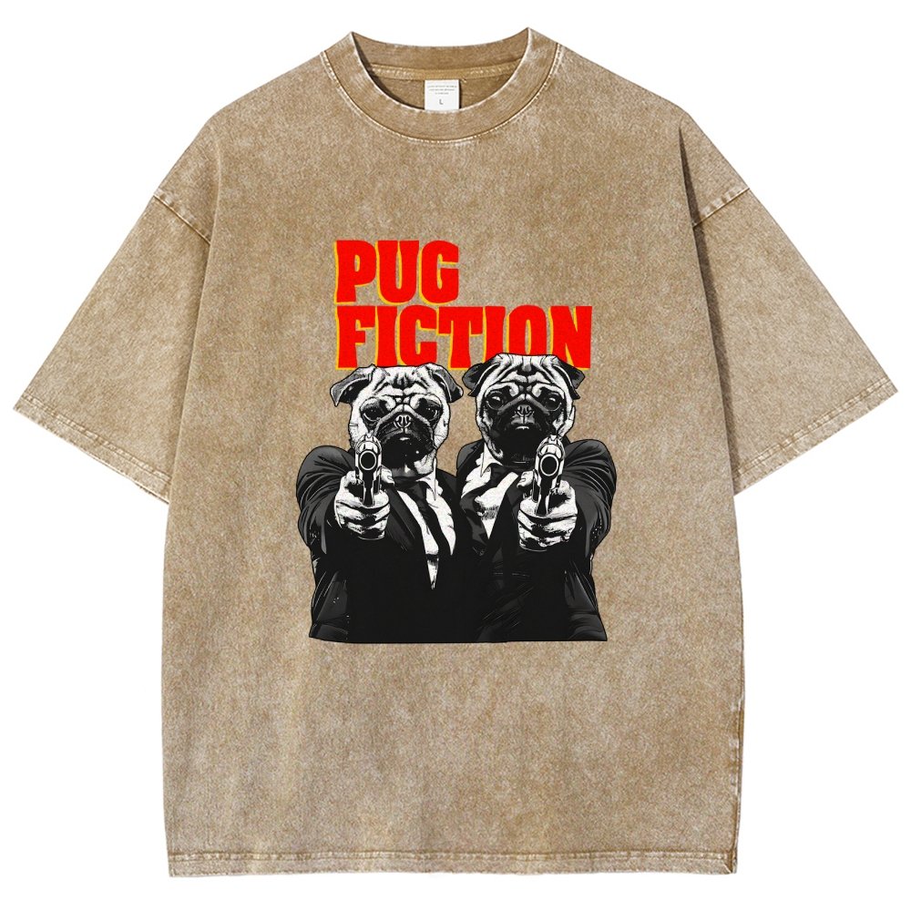 Pug Fiction Vintage Distressed T-shirt