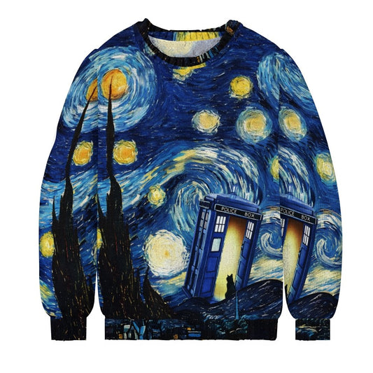 Starry Phone Booth Crew Neck Sweater