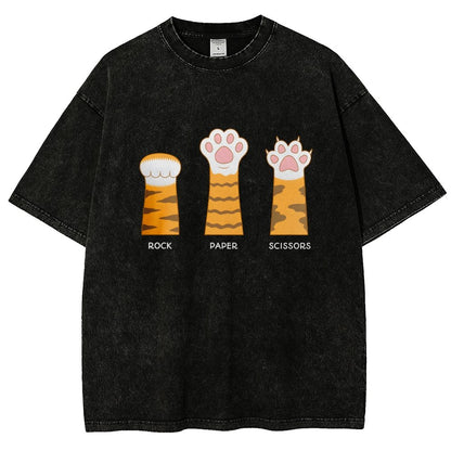 Rock Paper Scissors Purrfect Vintage Distressed T-shirt