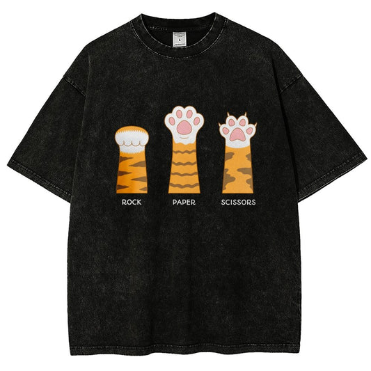 Rock Paper Scissors Purrfect Vintage Distressed T-shirt