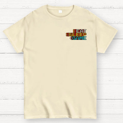 Eat Sleep Game Repeat  Front And Back Printing Geek T-Shirt