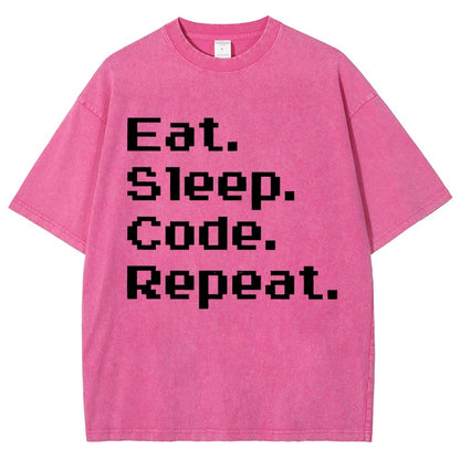 Eat Sleep Code Repeat Vintage Distressed T-shirt