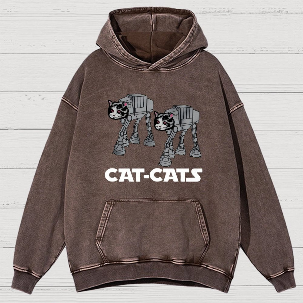 Walking Robot Cat Vintage Distressed Hoodie