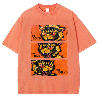 The Good The Bad The Ugly Cat  Vintage Distressed T-shirt