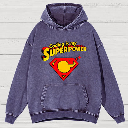 Coding Is My Superpower Vintage Distressed Hoodie