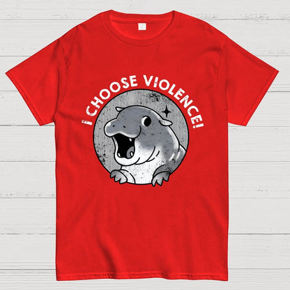 I Choose Violence Cute Hippo Geek T-Shirt