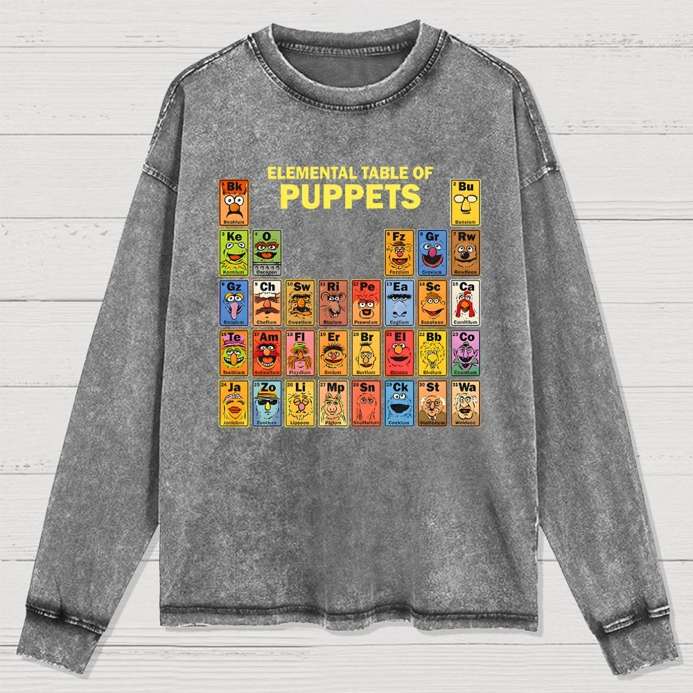 Elemental Table Of Puppets Washed Long Sleeve Tee