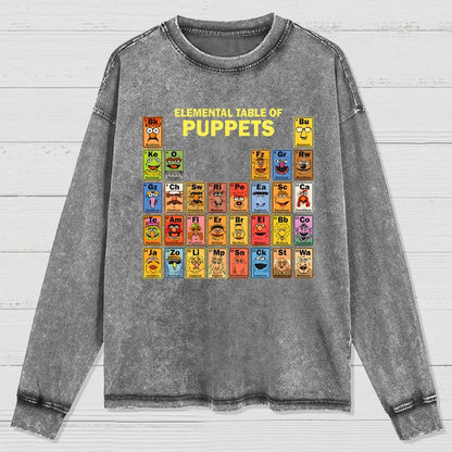 Elemental Table Of Puppets Washed Long Sleeve Tee