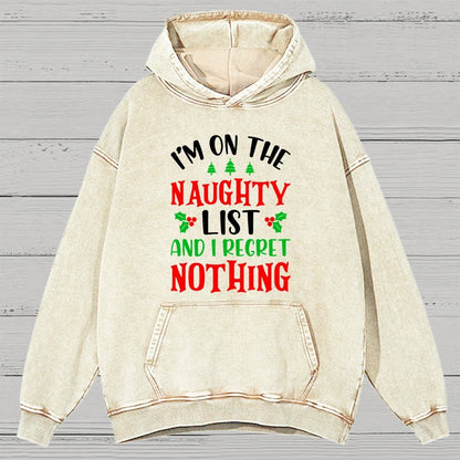 Naughty List And I Regret Nothing Vintage Distressed Hoodie