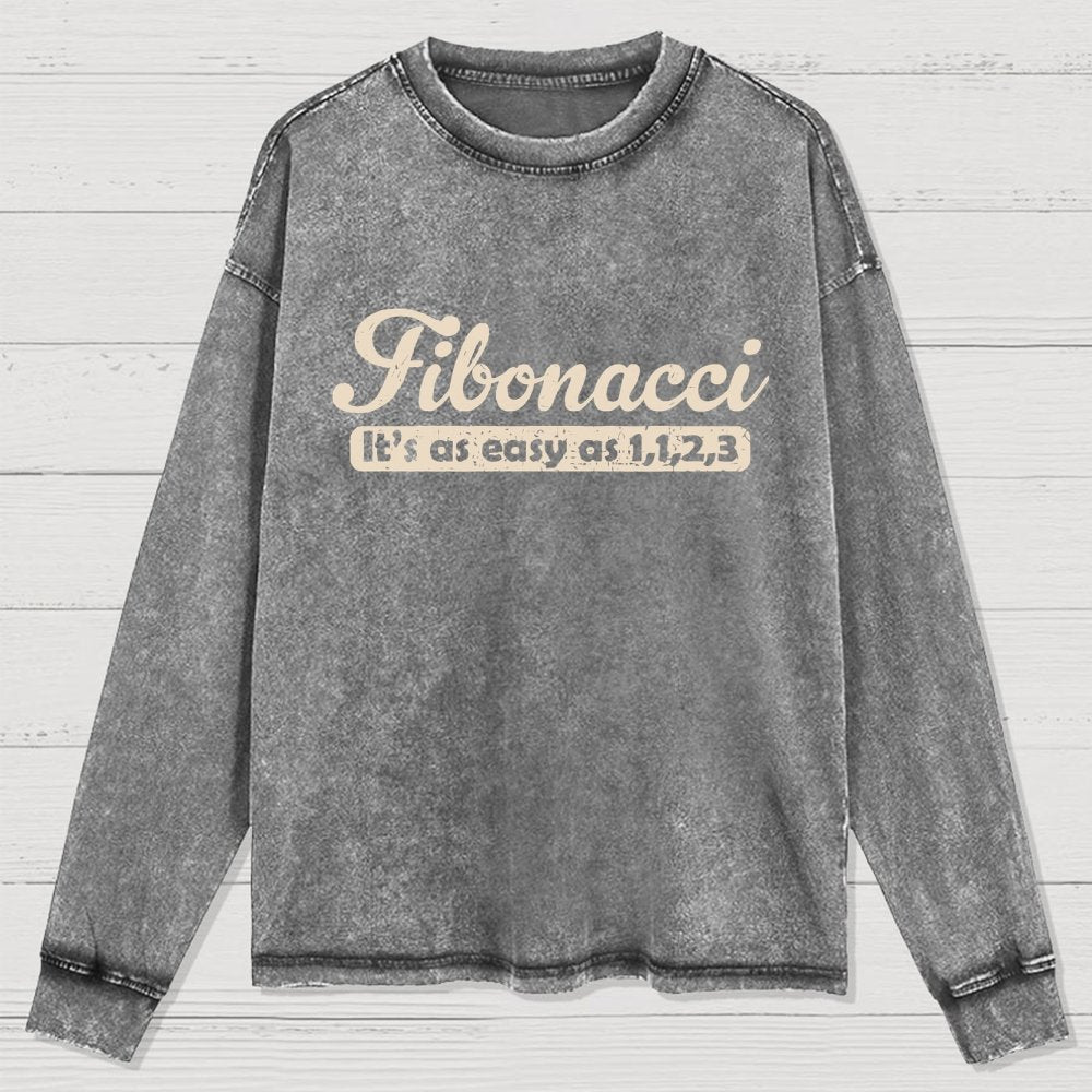 Fibonacci Funny Math Washed Long Sleeve Tee