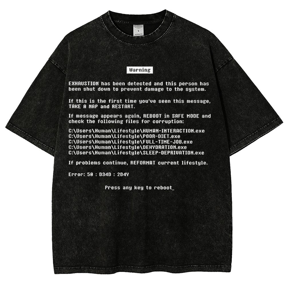Blue Screen of Exhaustion Vintage Distressed T-shirt