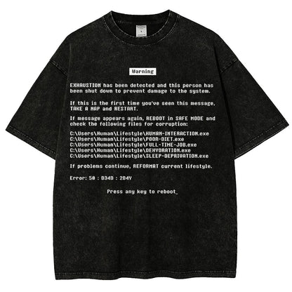 Blue Screen of Exhaustion Vintage Distressed T-shirt