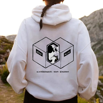 Schrodingers Venn Diagram Printed Back Unisex Cotton Hoodie