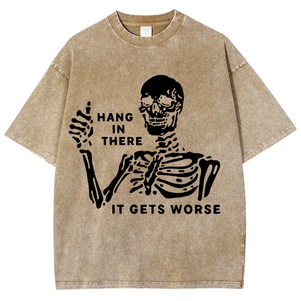 Hang In There Skeleton Vintage Distressed T-shirt