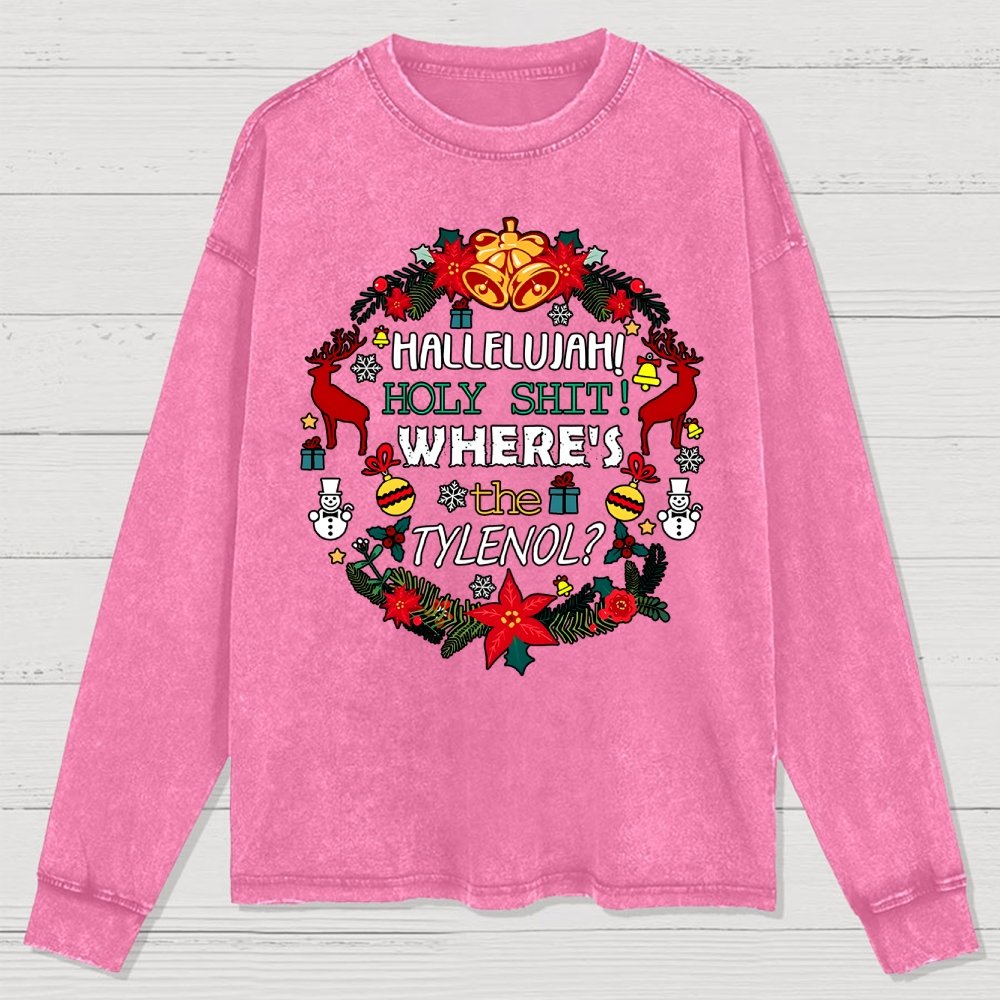 Where's The Tylenol Christmas. Autism Awareness Washed Long Sleeve Tee
