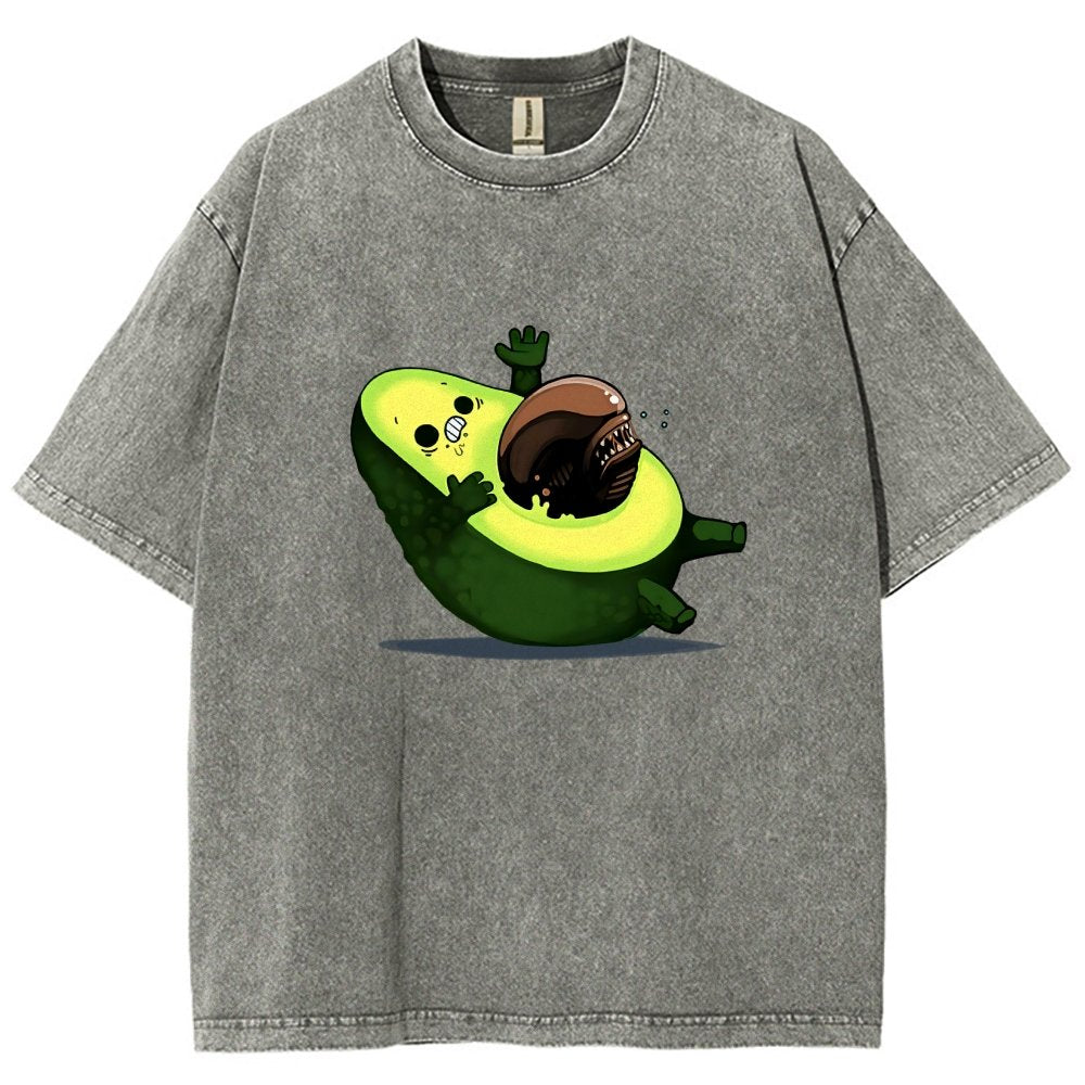 Quirky Alien Avocado Vintage Distressed T-shirt