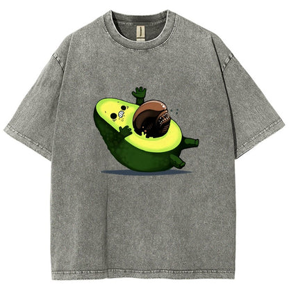 Quirky Alien Avocado Vintage Distressed T-shirt