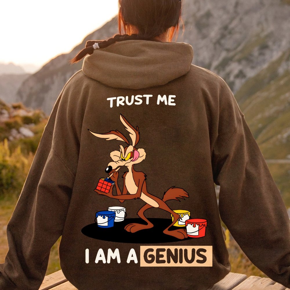 Trust Me I'm a Genius Printed Back Cotton Hoodie