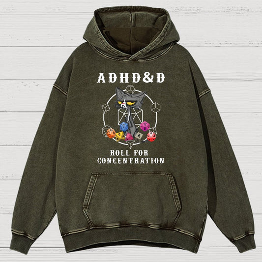 Adhd&Dnd-Cat Vintage Distressed Hoodie
