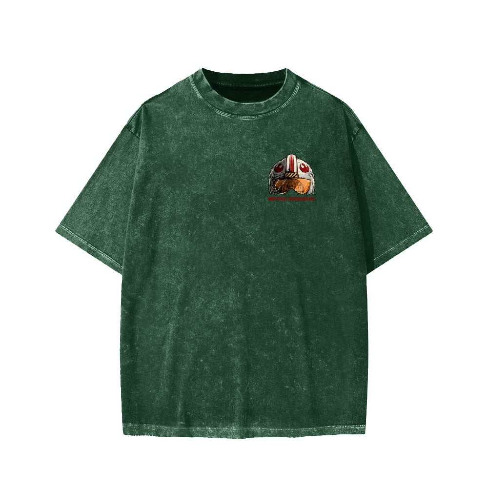 Standing By Front And Back Printing Washed T-shirt