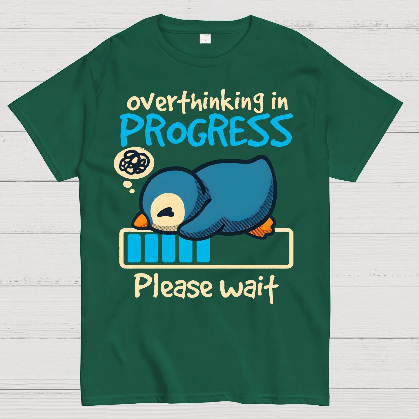 Penguin Overthinking In Progress Geek T-Shirt