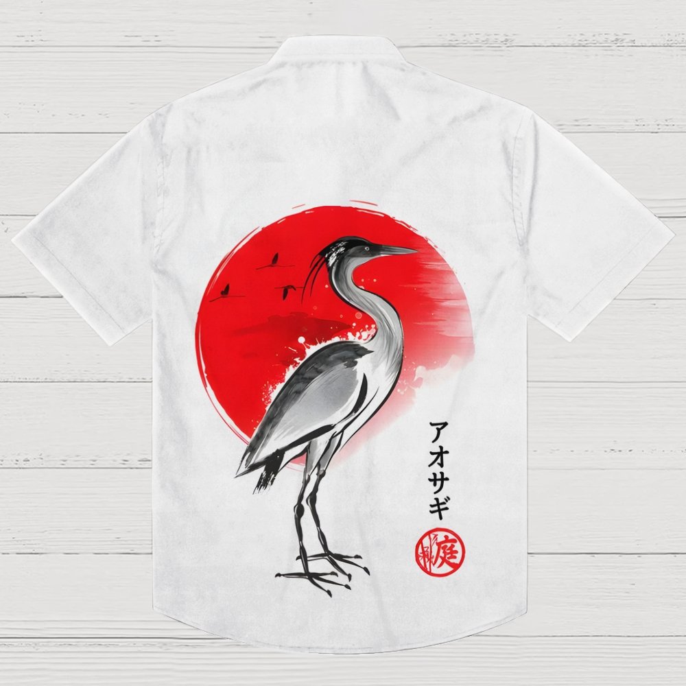 Heron Sumi E Geek Hawaiian Shirt