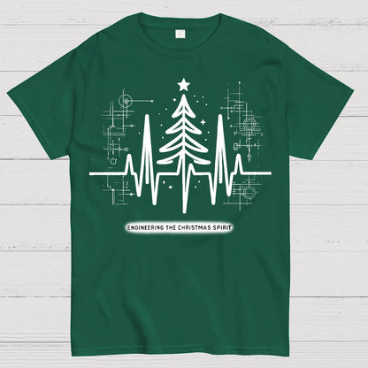 Engineer Heartbeat and Christmas Tree Geek T-Shirt