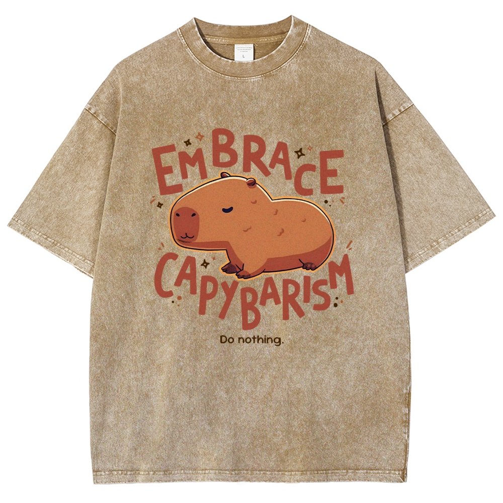 Capybarism Do Nothing Vintage Distressed T-shirt
