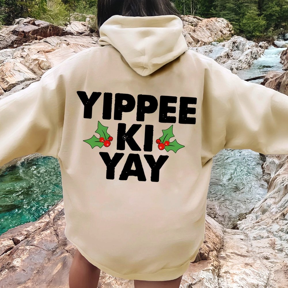 Yippee-Ki-Yay Printed Back Unisex Cotton Hoodie