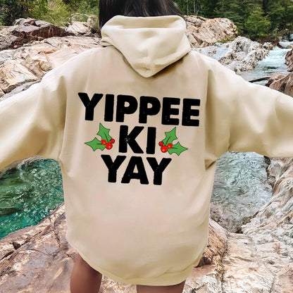 Yippee-Ki-Yay Printed Back Unisex Cotton Hoodie