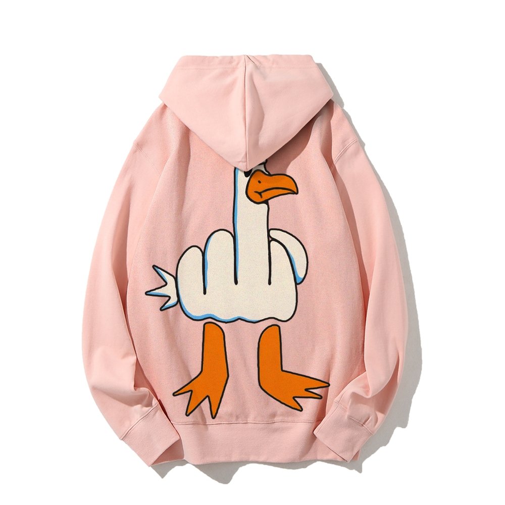 Rude Seagull Design Funny Printed Back Cotton Hoodie