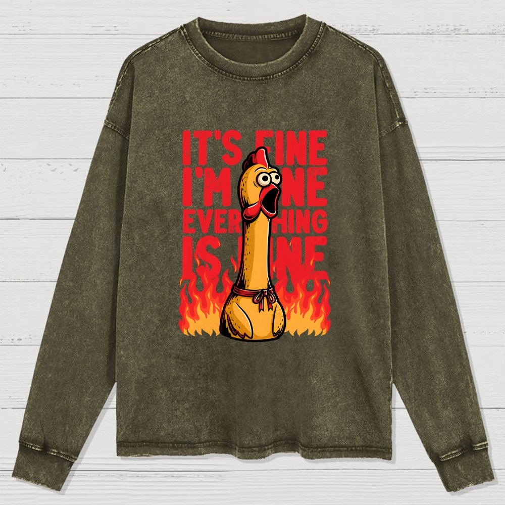 Chicken Fine Burn Washed Long Sleeve Tee