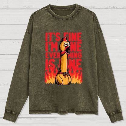 Chicken Fine Burn Washed Long Sleeve Tee