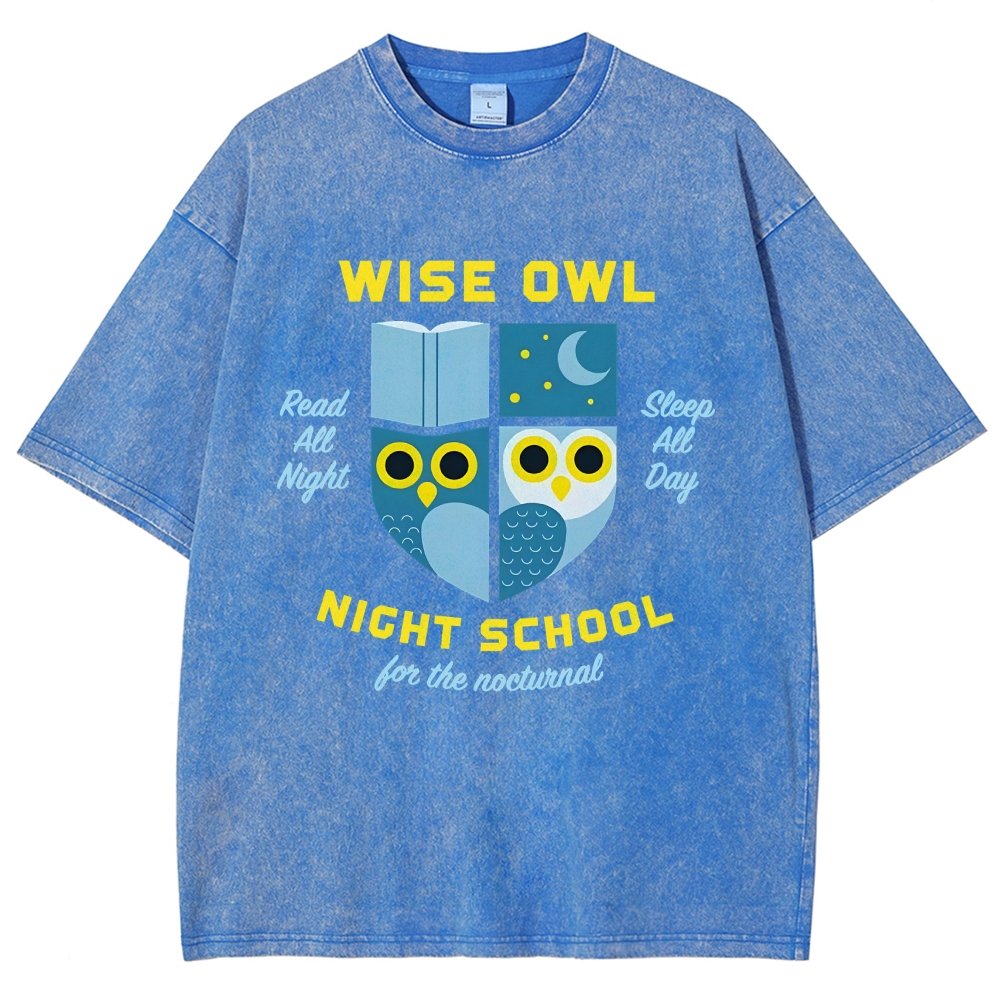 Wise Owl Night School Vintage Distressed T-shirt
