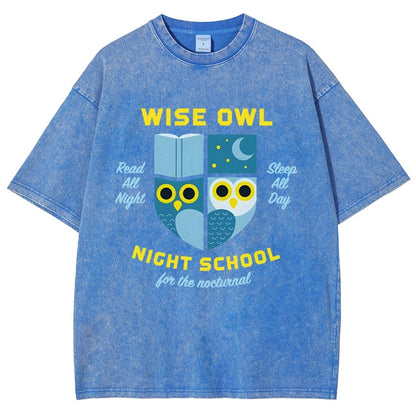 Wise Owl Night School Vintage Distressed T-shirt