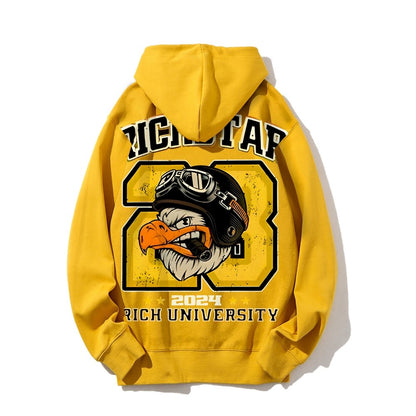Vintage Rich Star Graphic Print Printed Back Cotton Hoodie