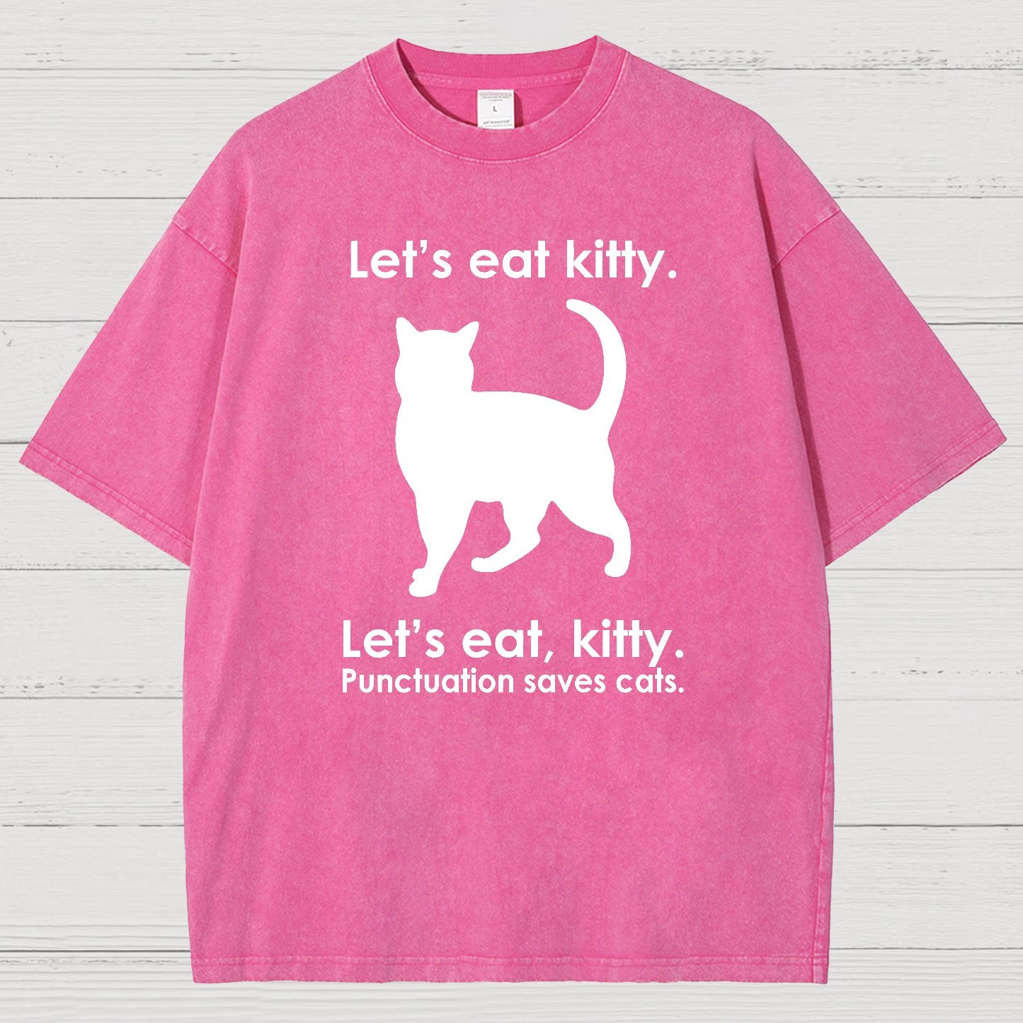 Let's Eat Kitty! Punctuation Saves Lives. Vintage Distressed T-shirt