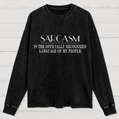 Fluently Sarcastic Washed Long Sleeve Tee