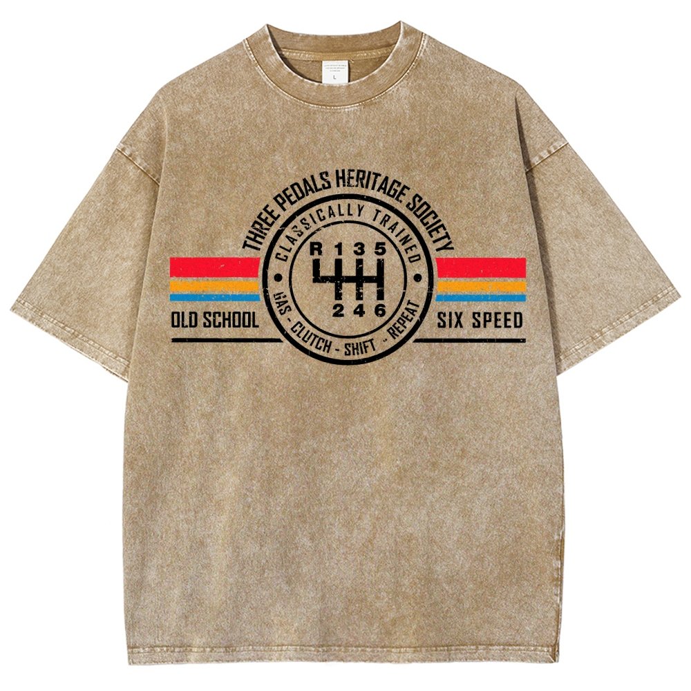 Three Pedals Heritage Society Vintage Distressed T-shirt