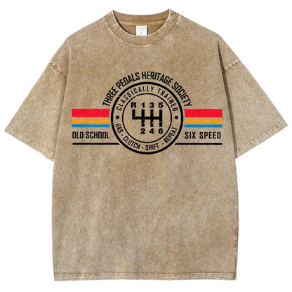 Three Pedals Heritage Society Vintage Distressed T-shirt