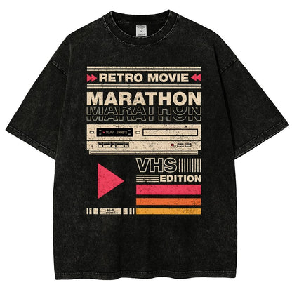 Retro Movie Marathon VHS Edition Vintage Distressed T-shirt