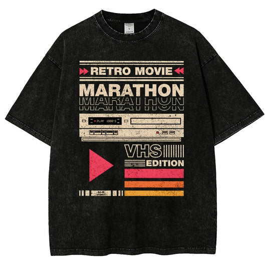 Retro Movie Marathon VHS Edition Vintage Distressed T-shirt