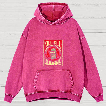 Save The Earth And Kill All Humans Vintage Distressed Hoodie