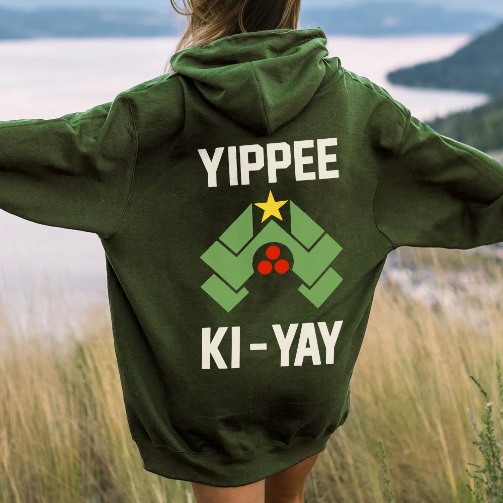 YIPPEE KI-YAY Printed Back Unisex Cotton Hoodie