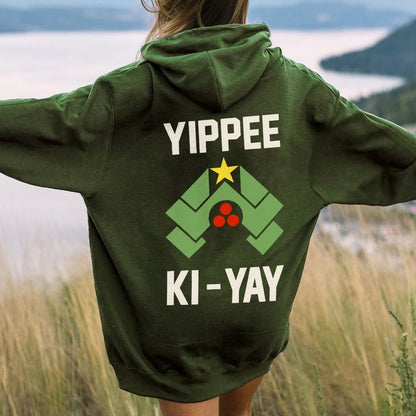 YIPPEE KI-YAY Printed Back Unisex Cotton Hoodie