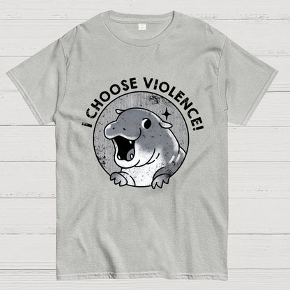 I Choose Violence Cute Hippo Geek T-Shirt