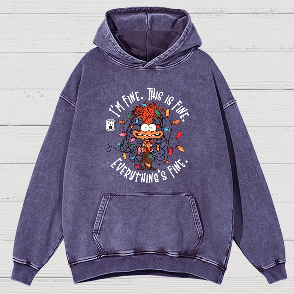 I'm Fine This Is Fine Everything Is Fine Christmas Light  Vintage Distressed Hoodie
