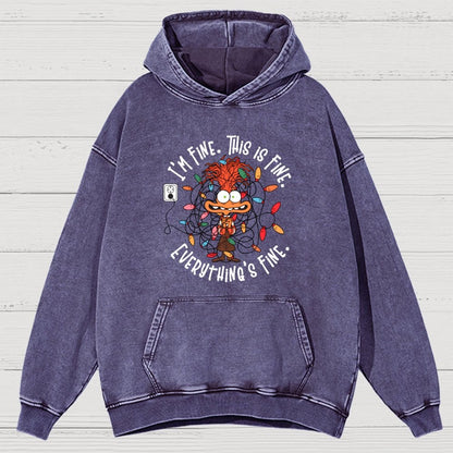 I'm Fine This Is Fine Everything Is Fine Christmas Light  Vintage Distressed Hoodie