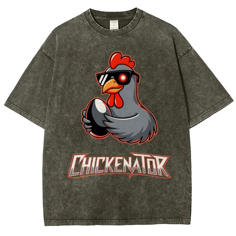 Chickenator The Future Chicken Vintage Distressed T-shirt