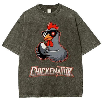 Chickenator The Future Chicken Vintage Distressed T-shirt